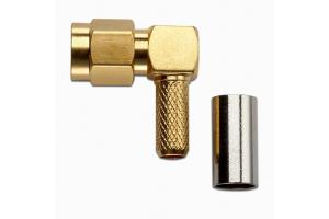 SMA 50 Ohm Plug, Right-Angle Crimp, RG58/U